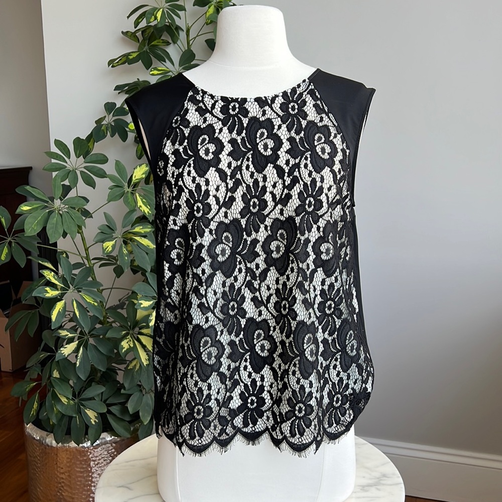 Pink Tartan Black Lace Top. Size M